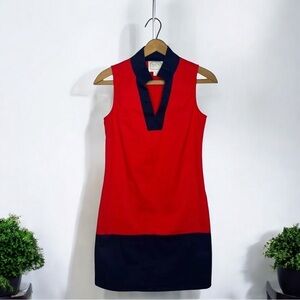 SAIL TO SABLE XS Red Navy Colorblock Shift Dress Preppy Sleeveless Tunic